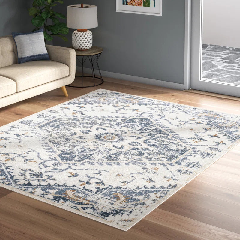 Gittens Oriental Denim/Cream/Camel Area Rug