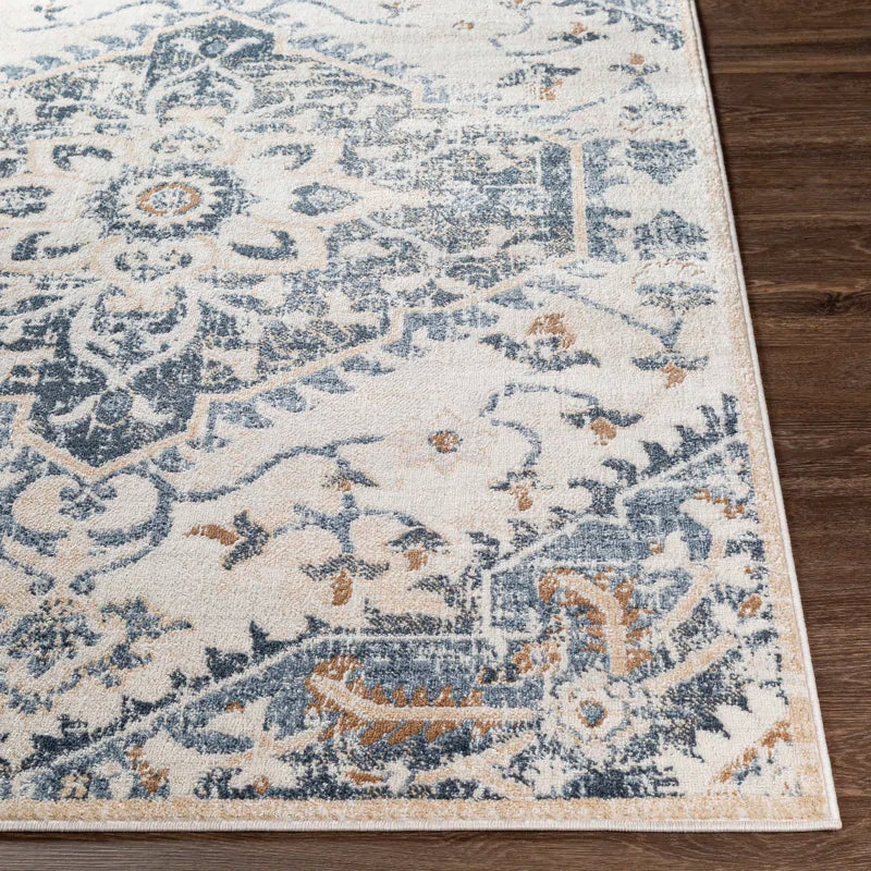 Gittens Oriental Denim/Cream/Camel Area Rug