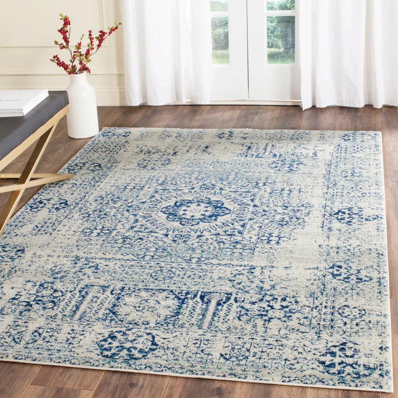 Annette Oriental Area Rug in Blue/Ivory
