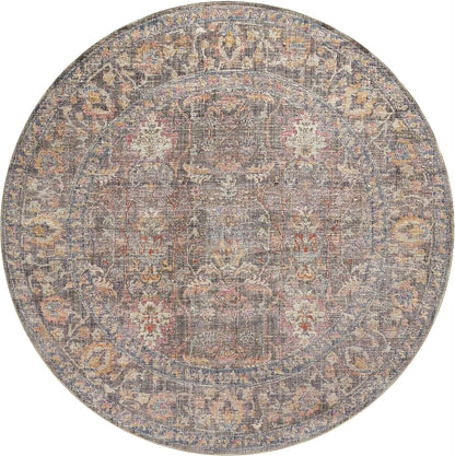 Chris Loves Julia Rosemarie 6'-3" X 9' Area Rug in Stone/Multi - Classic No-Shed Area Rug, Soft Living Room Rug, Antique Inspired Modern Rug for Living Area, Bedroom, Dining Room