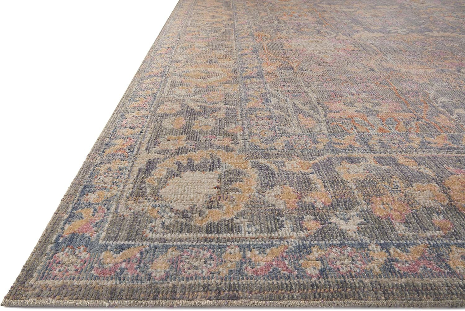 Chris Loves Julia Rosemarie 6'-3" X 9' Area Rug in Stone/Multi - Classic No-Shed Area Rug, Soft Living Room Rug, Antique Inspired Modern Rug for Living Area, Bedroom, Dining Room