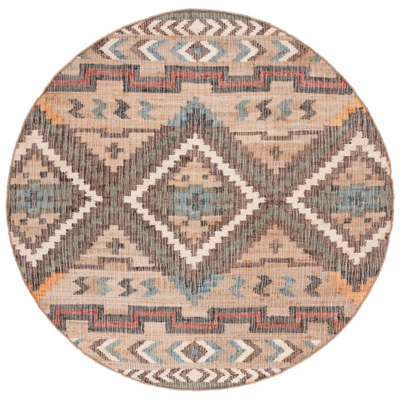 Glynda Southwestern Handmade Flatweave Jute Tan Area Rug