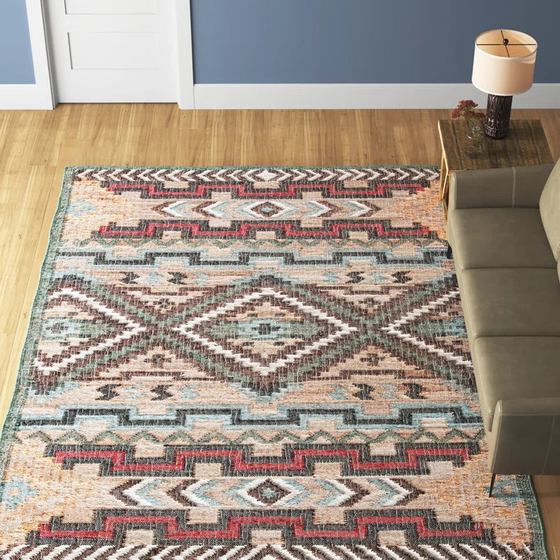 Glynda Southwestern Handmade Flatweave Jute Tan Area Rug