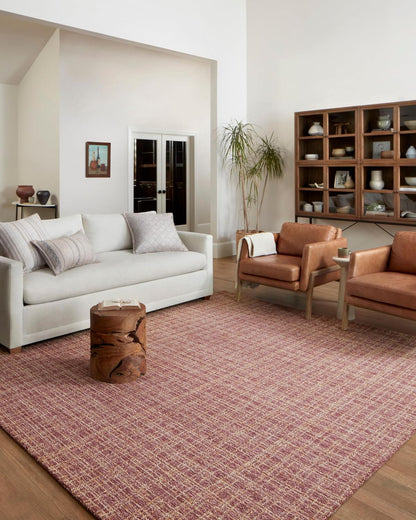 Chris Loves Julia Polly 7'-9" X 9'-9" Area Rug in Berry/Natural - Large Neutral Area Rug, Unique Patterned Rug for Living Room, Bedroom, Dining Area, Home Office