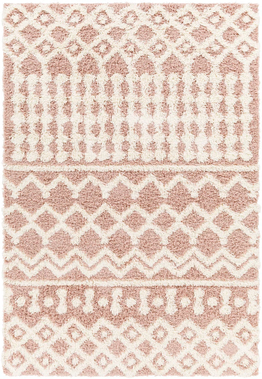 Hinsdale Machine Woven Polyester Area Rug in Pink