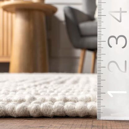 Dorene Contemporary High-Low Striped Wool Area Rug