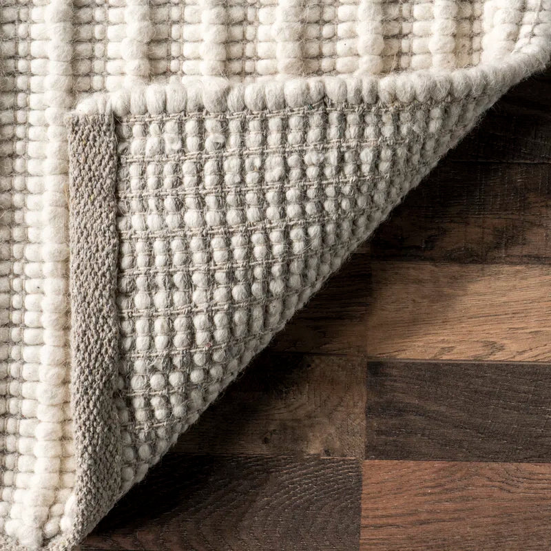 Dorene Contemporary High-Low Striped Wool Area Rug