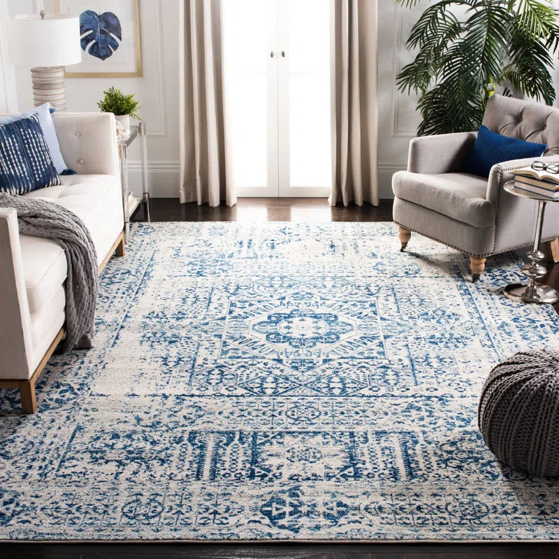 Annette Oriental Area Rug in Blue/Ivory