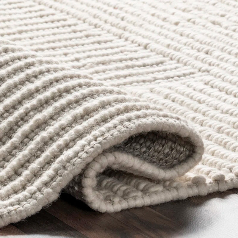 Dorene Contemporary High-Low Striped Wool Area Rug