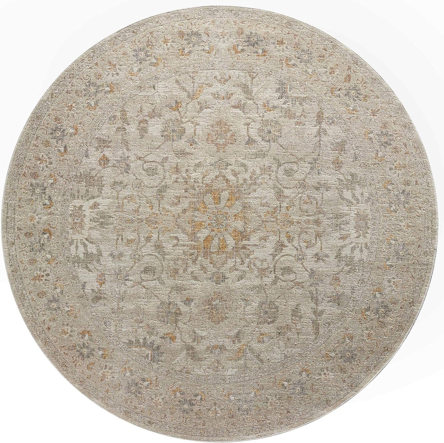 Chris Loves Julia Rosemarie 6'-3" X 9' Area Rug in Ivory/Natural - Classic No-Shed Area Rug, Soft Living Room Rug, Antique Inspired Modern Rug for Living Area, Bedroom, Dining Room