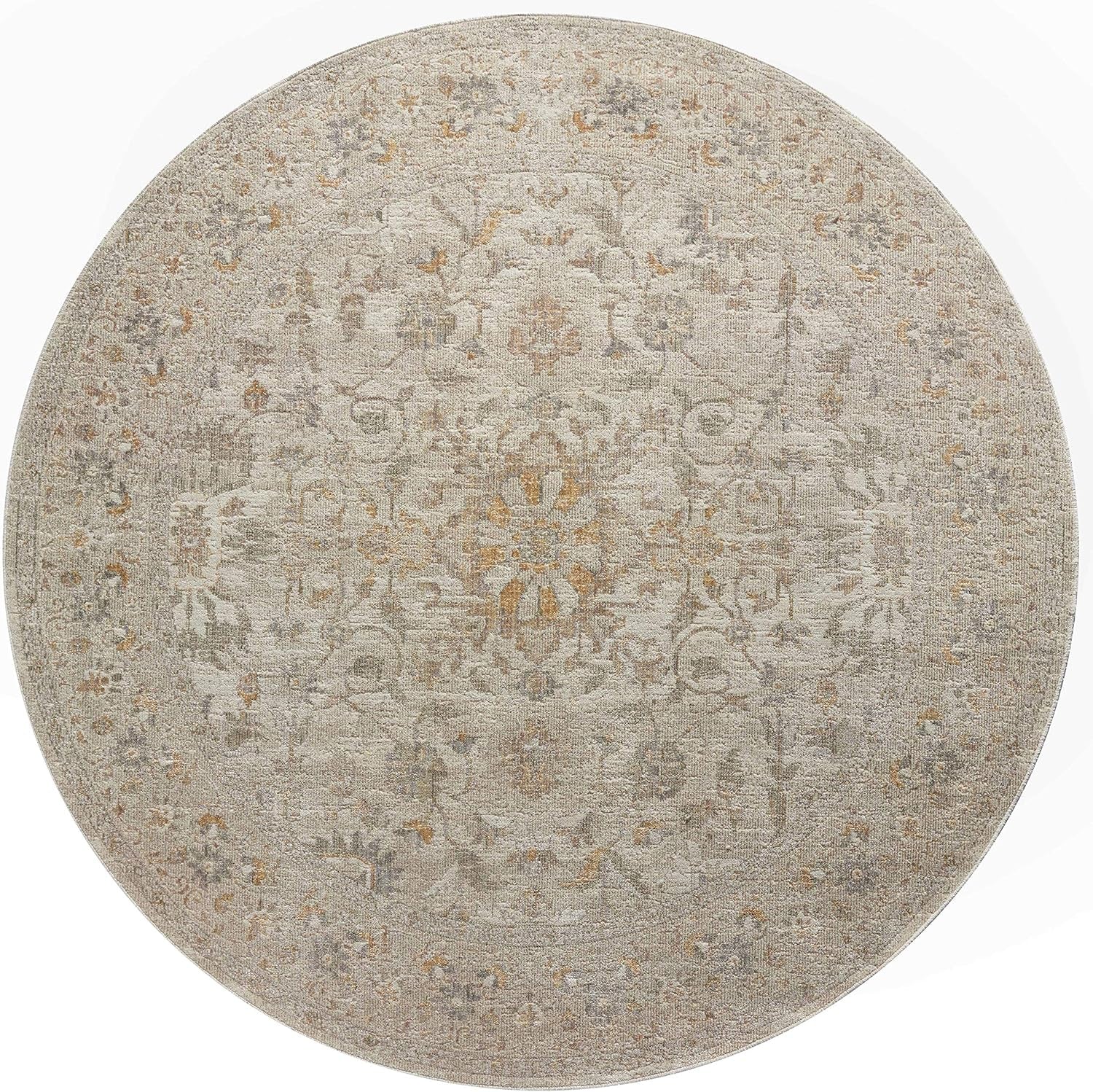 Chris Loves Julia Rosemarie 6'-3" X 9' Area Rug in Ivory/Natural - Classic No-Shed Area Rug, Soft Living Room Rug, Antique Inspired Modern Rug for Living Area, Bedroom, Dining Room