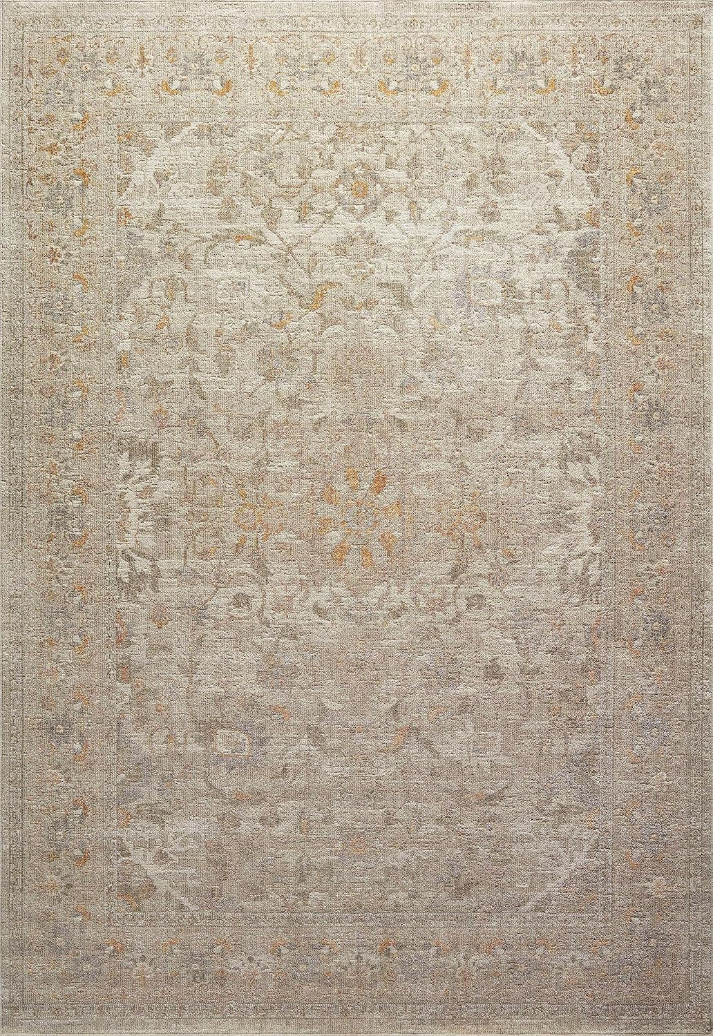 Chris Loves Julia Rosemarie 6'-3" X 9' Area Rug in Ivory/Natural - Classic No-Shed Area Rug, Soft Living Room Rug, Antique Inspired Modern Rug for Living Area, Bedroom, Dining Room