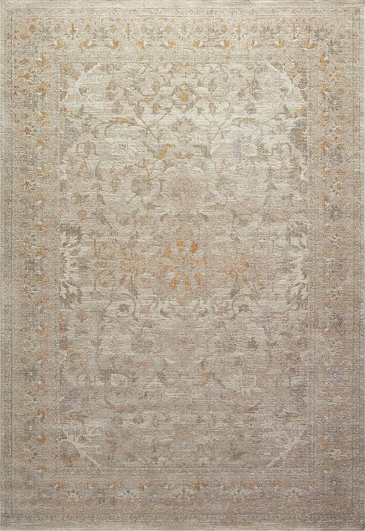 Chris Loves Julia Rosemarie 6'-3" X 9' Area Rug in Ivory/Natural - Classic No-Shed Area Rug, Soft Living Room Rug, Antique Inspired Modern Rug for Living Area, Bedroom, Dining Room
