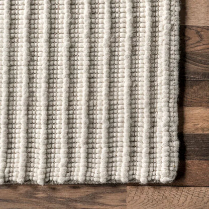 Dorene Contemporary High-Low Striped Wool Area Rug
