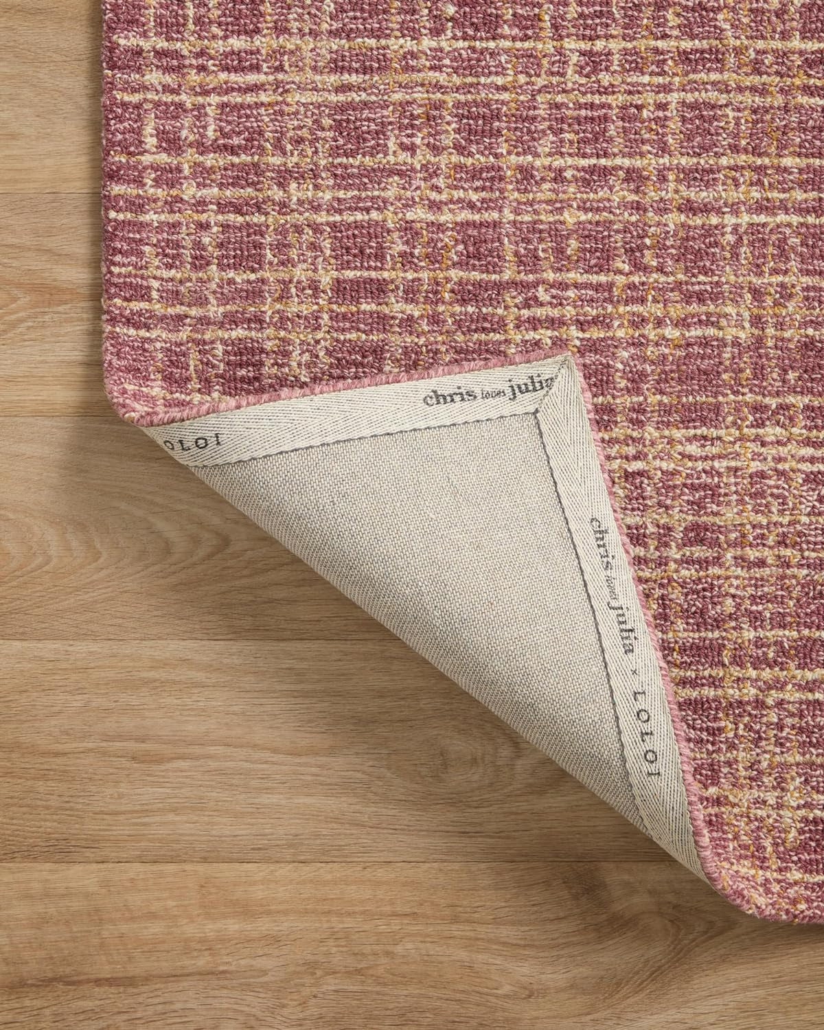 Chris Loves Julia Polly 7'-9" X 9'-9" Area Rug in Berry/Natural - Large Neutral Area Rug, Unique Patterned Rug for Living Room, Bedroom, Dining Area, Home Office
