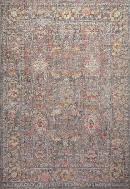 Chris Loves Julia Rosemarie 6'-3" X 9' Area Rug in Stone/Multi - Classic No-Shed Area Rug, Soft Living Room Rug, Antique Inspired Modern Rug for Living Area, Bedroom, Dining Room