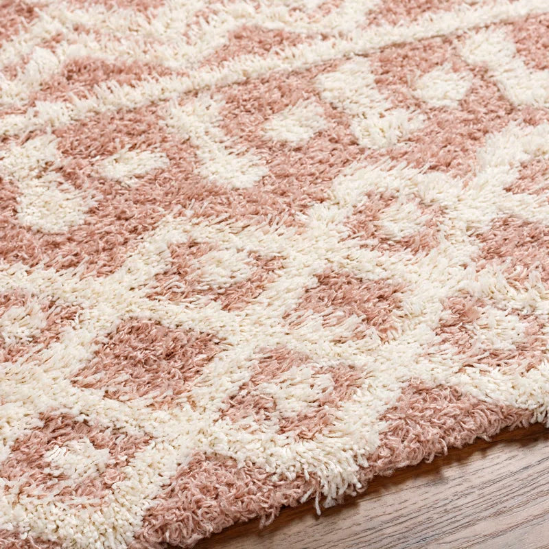 Hinsdale Machine Woven Polyester Area Rug in Pink