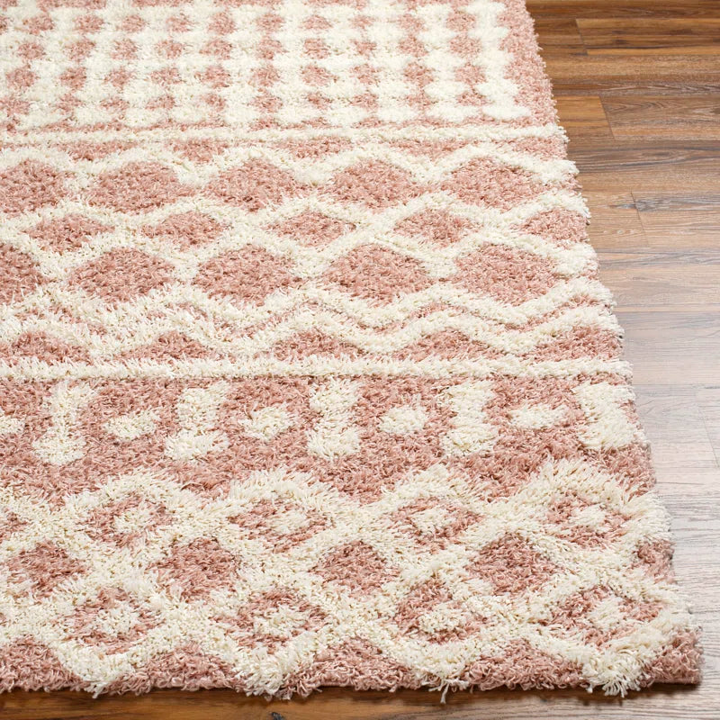 Hinsdale Machine Woven Polyester Area Rug in Pink