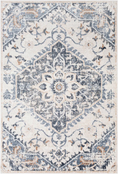 Gittens Oriental Denim/Cream/Camel Area Rug
