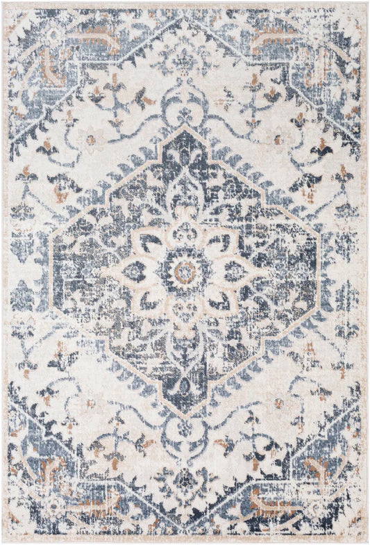 Gittens Oriental Denim/Cream/Camel Area Rug